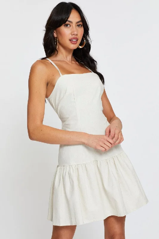 Comfortable yet fashionable women’s wear   Beige A Line Dress Mini