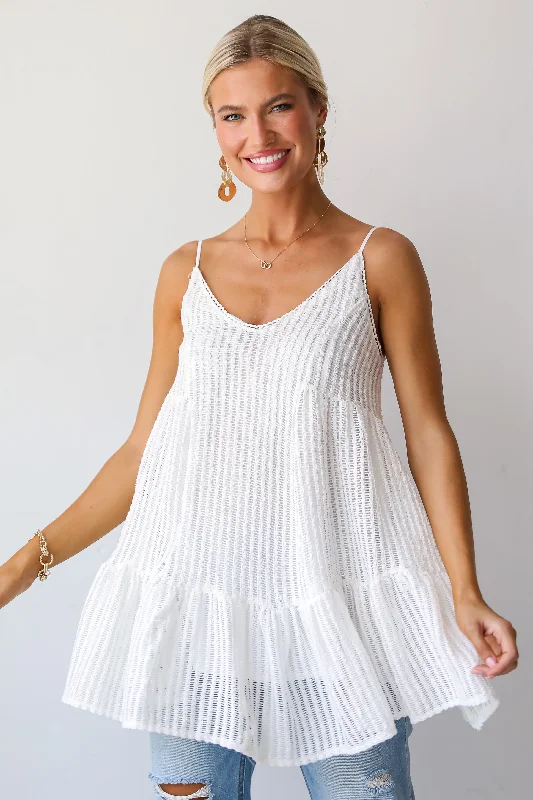 Chic for every occasion and style   FINAL SALE - Expert Sweetness White Crochet Knit Tunic