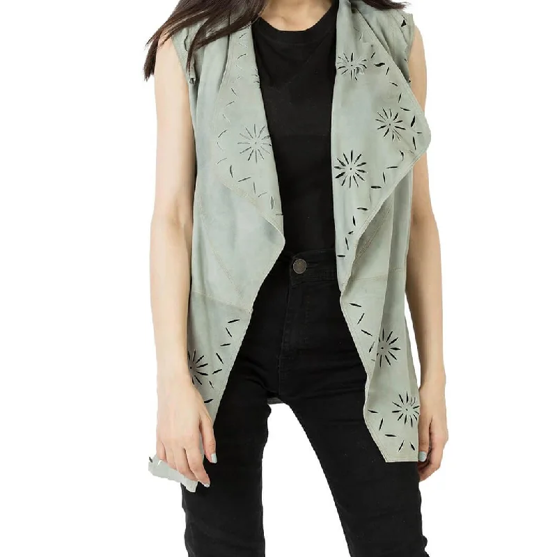 Stylish plus-size clothing for women   Suede Leather Long Vest