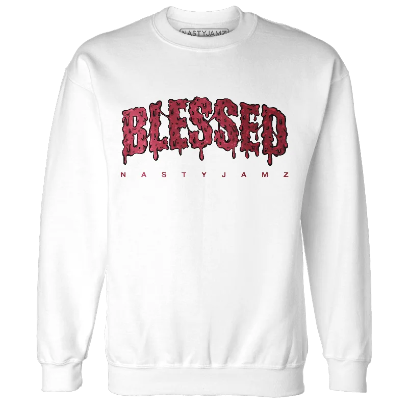 Bold and sophisticated looks for every woman   NastyJamz High 85 Metallic Burgundy 1s Sweatshirt Match Blessed Text