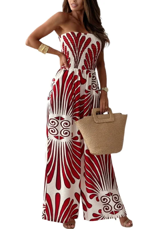 Cozy women’s clothing for the colder months   Rita Bandeau Shirred Wide Leg Jumpsuit