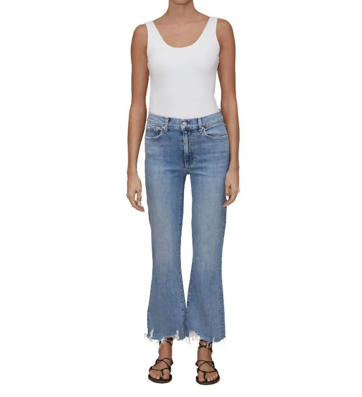Step up your style with trendy women’s clothing   Bella Crop Flare Jean In Denim Light Blue