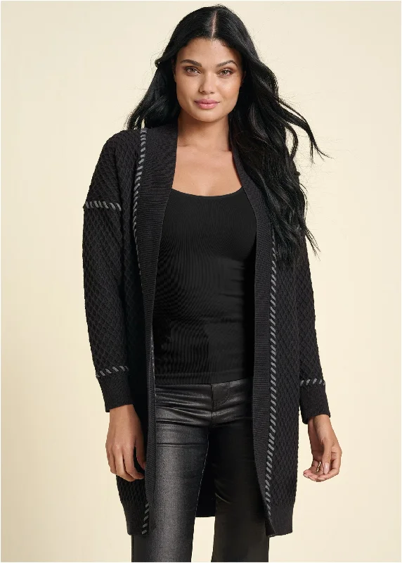 Express your style with fashionable women’s clothing   Contrast Stitch Cardigan - Black
