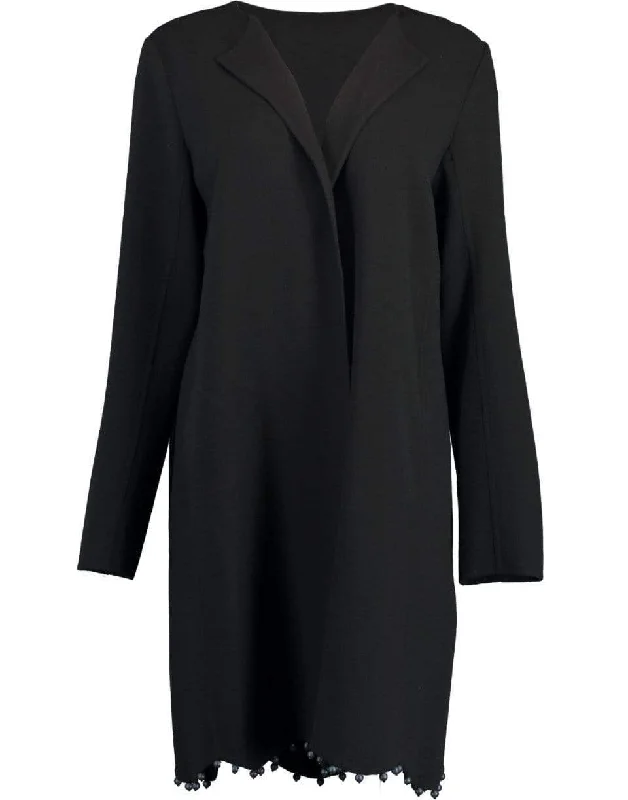 Sporty-chic women’s apparel for active lifestyles   Black Collarless Coat