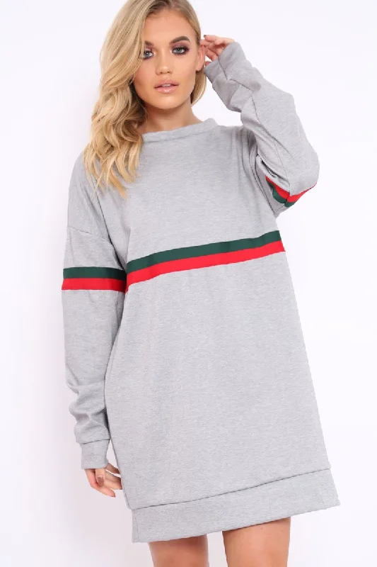 Fashionable, yet affordable women’s apparel   Grey with Sports Stripe Jumper Dress - Finley