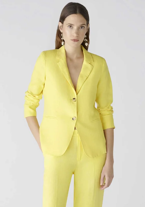 Classic pieces for a timeless wardrobe   Oui Linen Front Blazer, Yellow