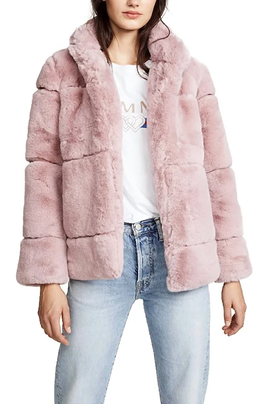 Sarah Quilted Faux Fur Coat in Mauve