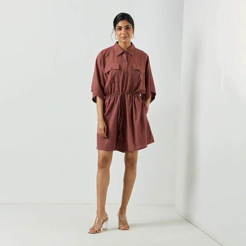 Stylish and comfortable outfits for women   Handwoven Cotton Jumpsuit for Women | Light Wine