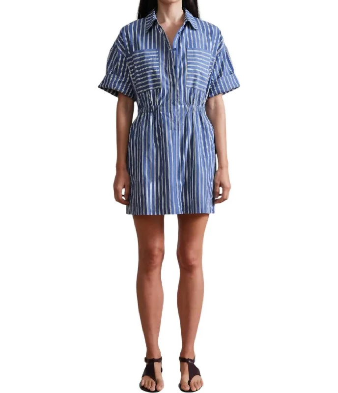 Discover the latest trends in women’s fashion   Palmera Mini Dress In Indigo Stripe