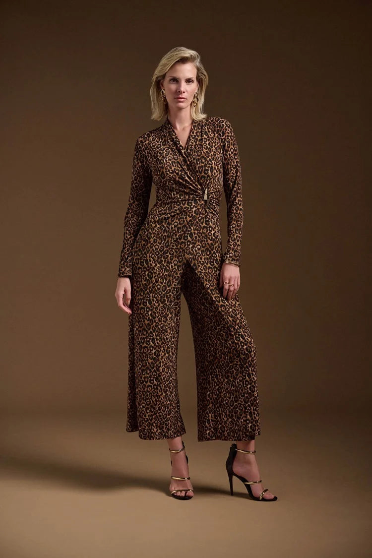 Curated collections of sophisticated women’s wear   Joseph Ribkoff Silky Knit Animal Print Culotte Jumpsuit