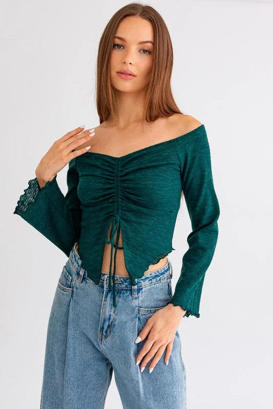 Curated collections of sophisticated women’s wear   Bell Sleeve Off Shoulder Long Sleeve Top